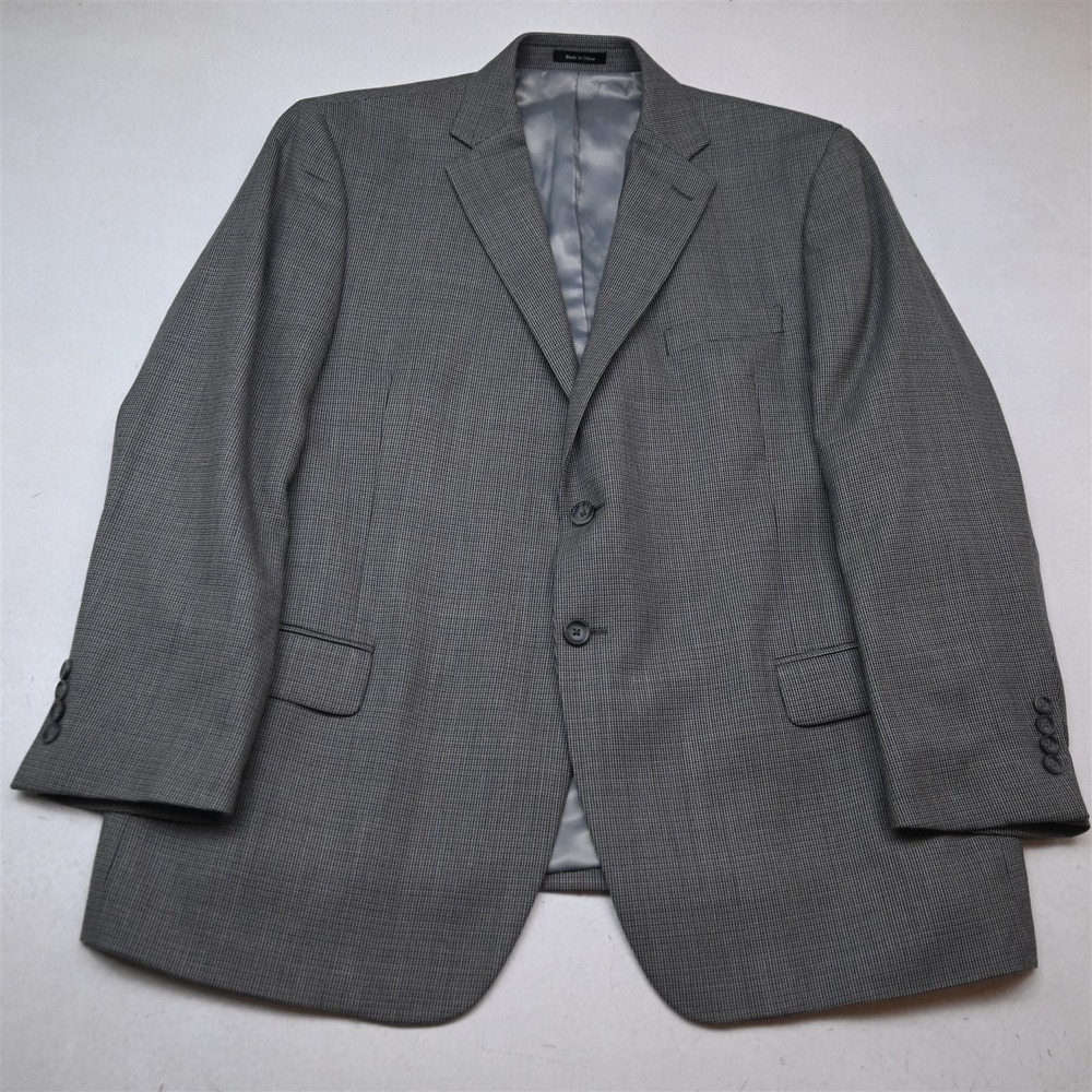 Joseph Feiss 44S Gray Blue Nailshead 100% Wool Executive Blazer Sport Coat
